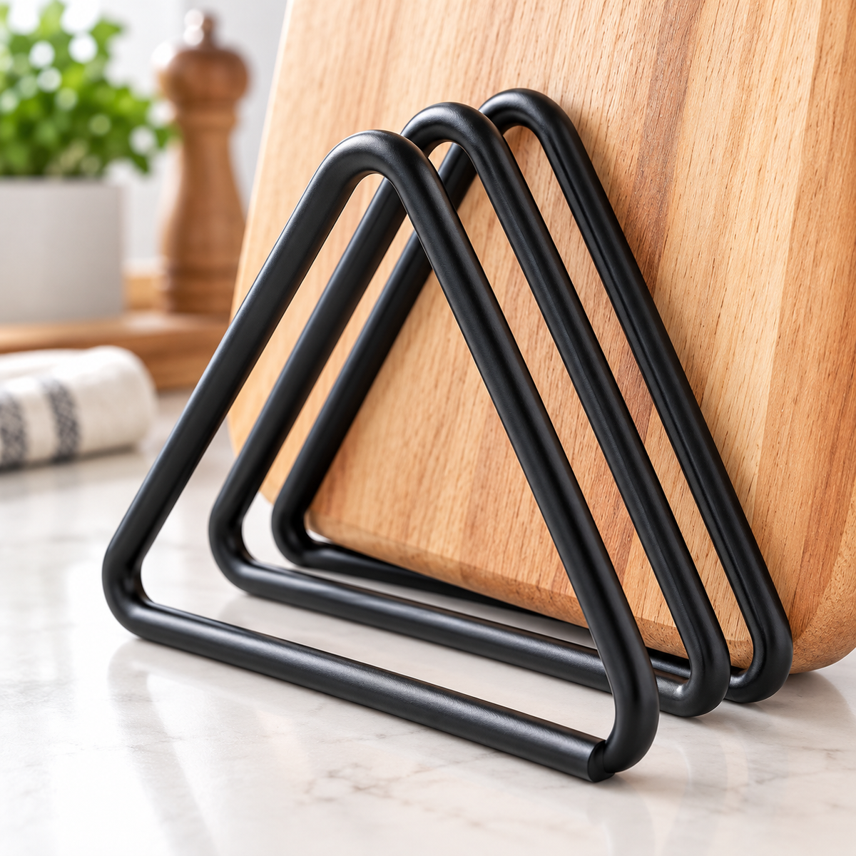 Black Metal Cutting Board Stand – Kitchen Counter Organizer