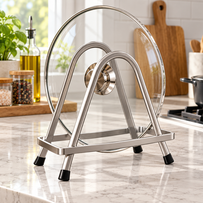 Stainless Steel Pot Lid Holder – Countertop Lid Rest & Kitchen Organizer