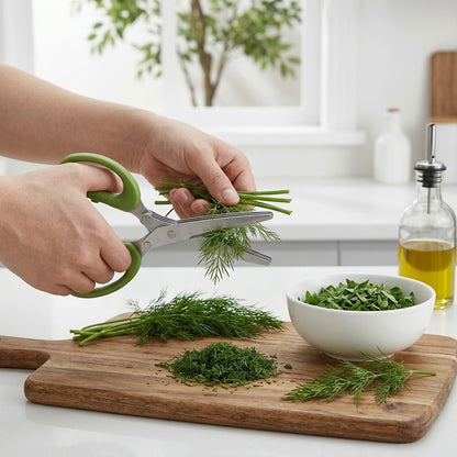 5 Blade Herb Scissors – Stainless Steel Kitchen Herb Cutter For Fresh Seasonings