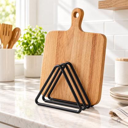 Black Metal Cutting Board Stand – Kitchen Counter Organizer