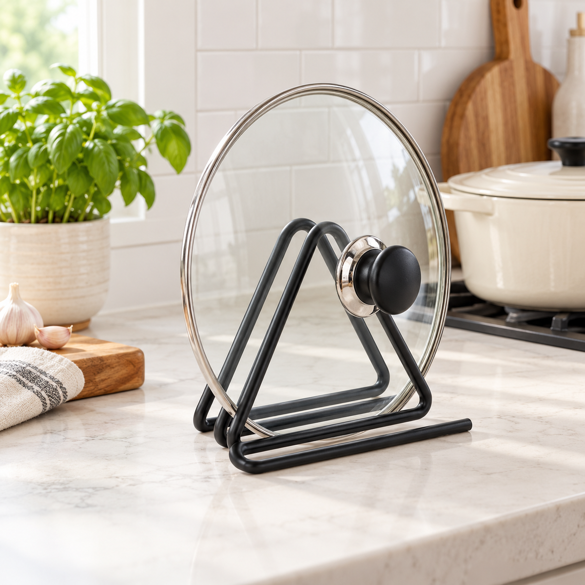 Black Metal Cutting Board Stand – Kitchen Counter Organizer