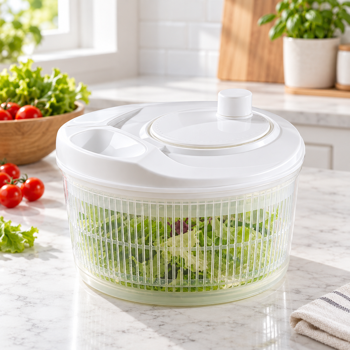 Salad Spinner – Vegetable Dryer & Lettuce Washer For Fresh, Crisp Greens