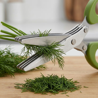 5 Blade Herb Scissors – Stainless Steel Kitchen Herb Cutter For Fresh Seasonings