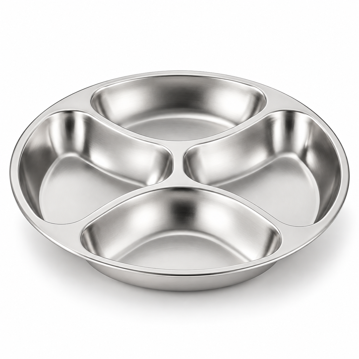 Stainless Steel Divided Tray – 4 Compartment Food Prep & Serving Plate