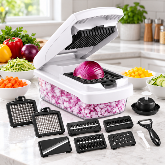 7-in-1 Vegetable Chopper – Multi Function Food Dicer With Storage Container