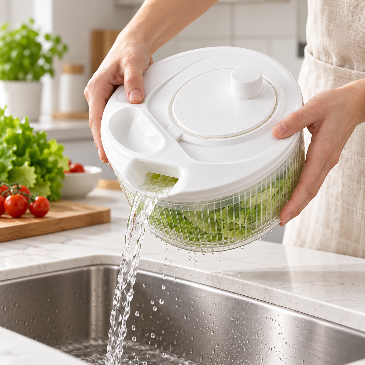 Salad Spinner – Vegetable Dryer & Lettuce Washer For Fresh, Crisp Greens